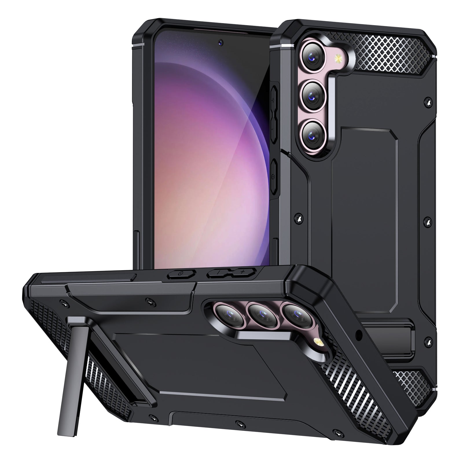 Mobile Phone Case for Samsung Galaxy S23 Hard PC TPU Phone Shell with Metal Kickstand Mobile Phone Case for Samsung Galaxy S23 Hard PC TPU Phone Shell with Metal Kickstand